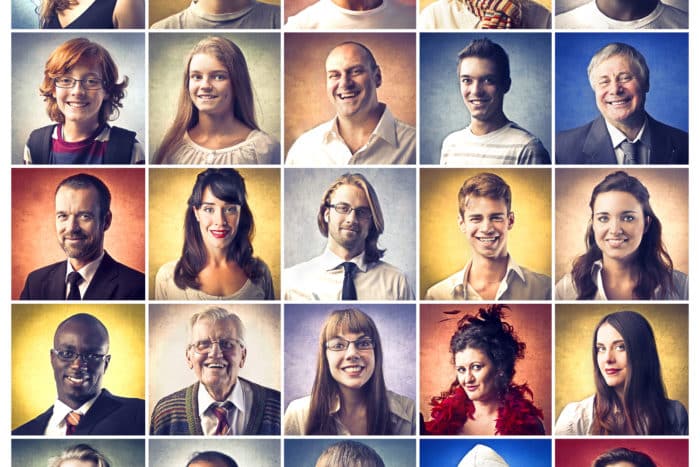 Series of fifteen squares with various headshots