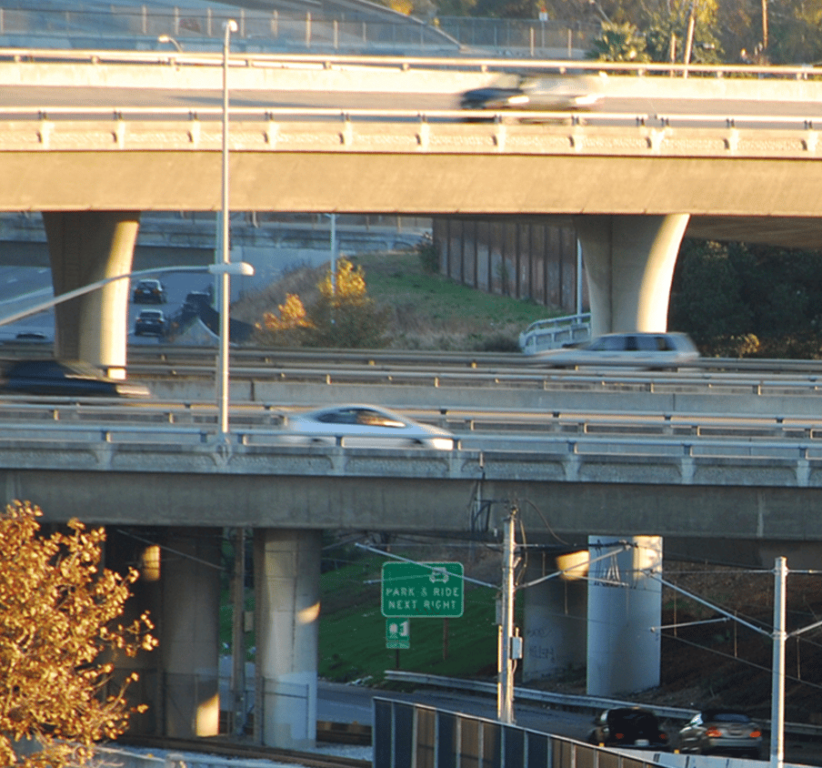 Cars driving on a freeway